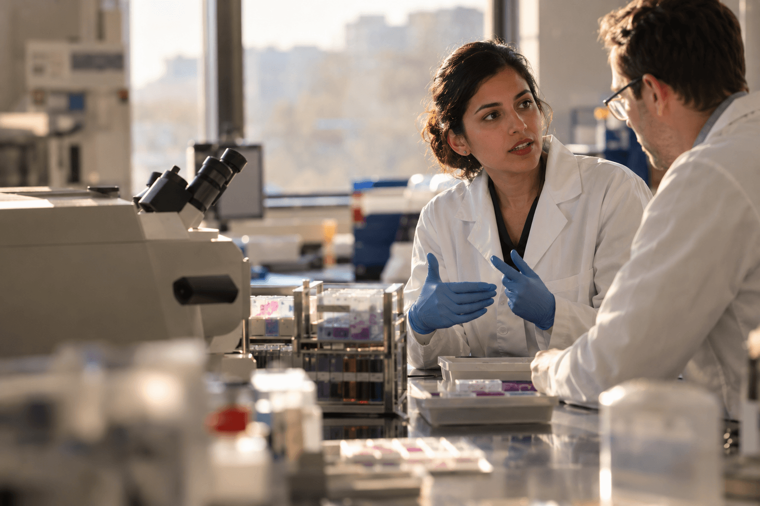 Lab team managing multiple laboratory centers from a single CrelioHealth dashboard