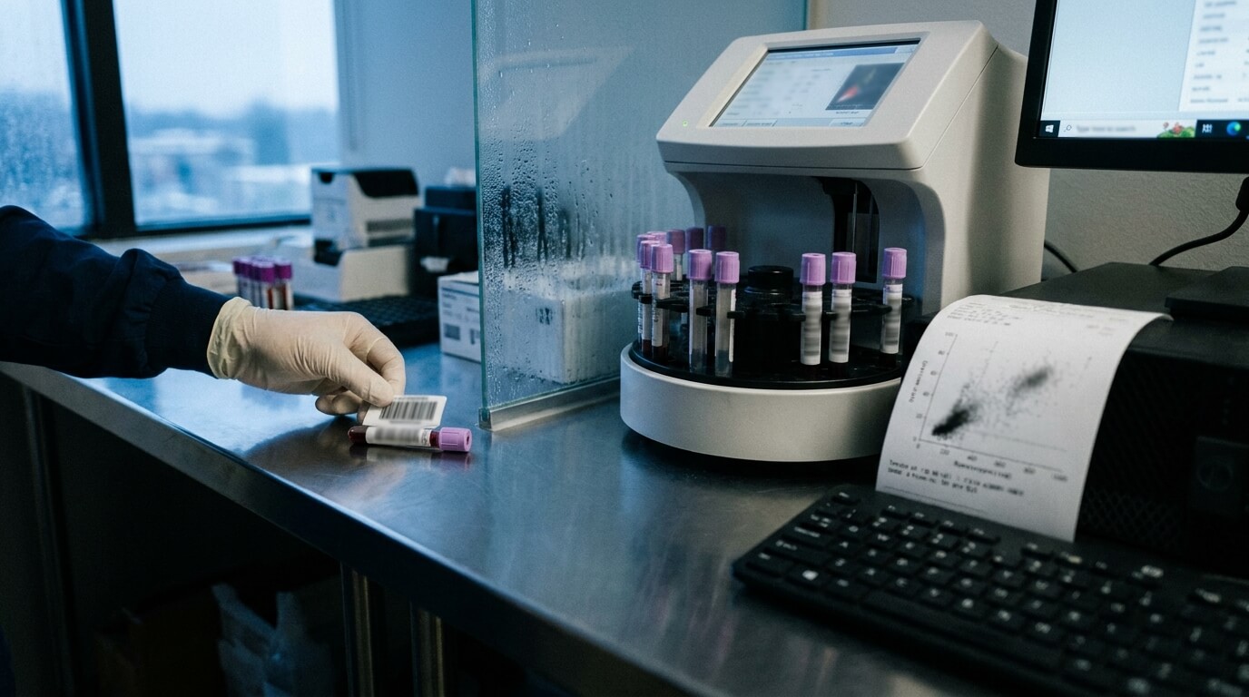Image illustrating a lab technician using CrelioHealth’s user-friendly, cost-effective LIMS to improve productivity, maximize ROI, and reduce operational costs