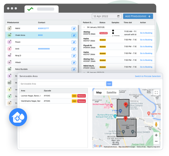 user-friendly home collection management platform designed for administrators to streamline the process of home sample collection