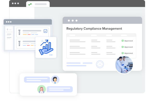 regulatory compliance management dashboard for laboratory software, displaying charts and secure access