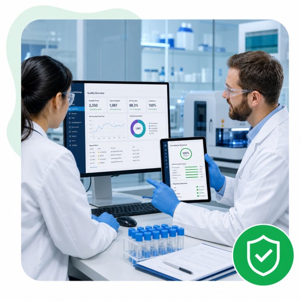 lab staff efficiently manage samples using desktop-based lab sample management software, ensuring error-free operations, boosted productivity, and ease of use