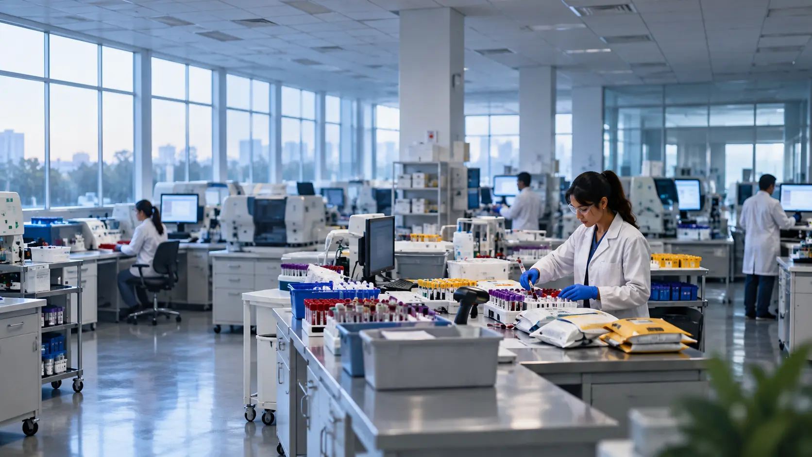 Lab team managing multiple laboratory centers from a single CrelioHealth dashboard