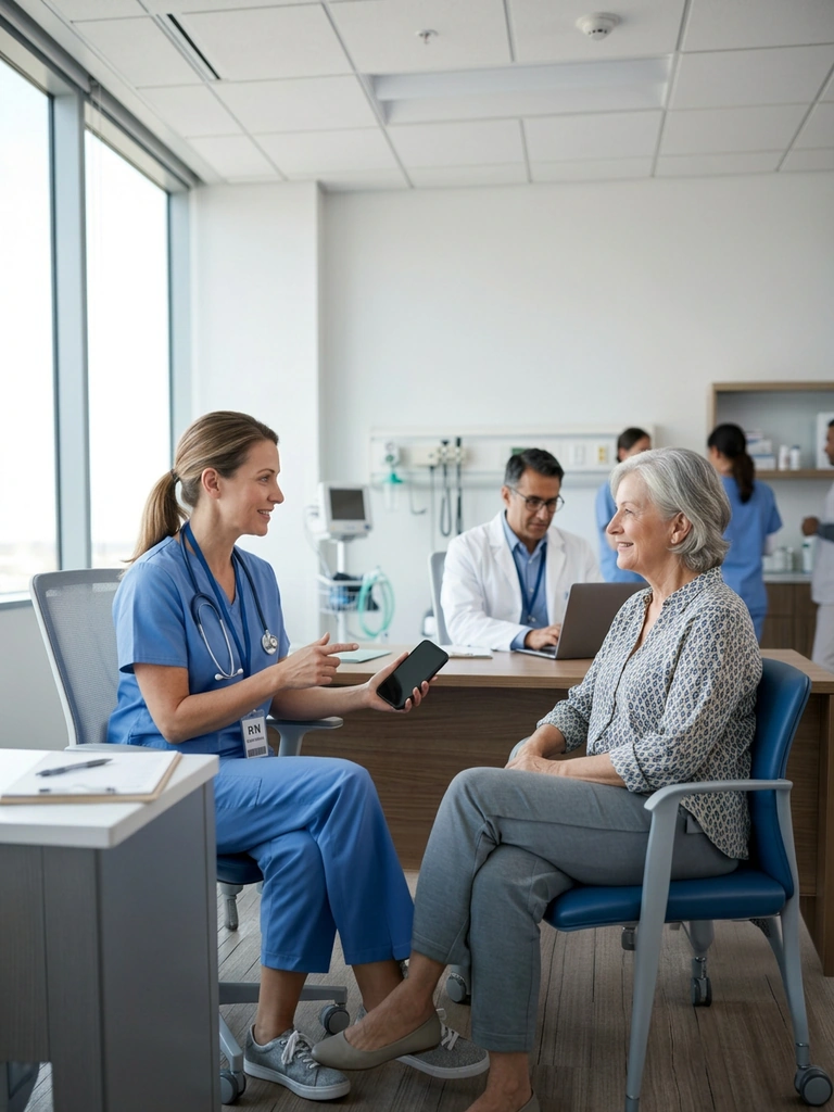 Clinician reviewing a pain management results dashboard