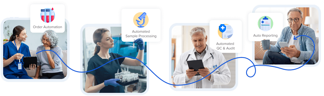 digital lab report templates showing structured patient information, various test results, and color‑coded abnormal values with charts for laboratory reporting software