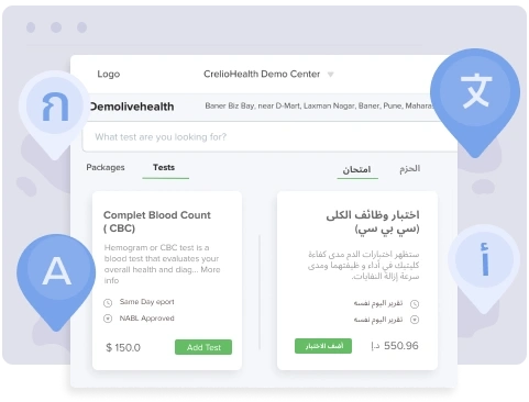 image depicting the language localization capability, showcasing the availability of language support and rtl option, particularly for countries in the middle east