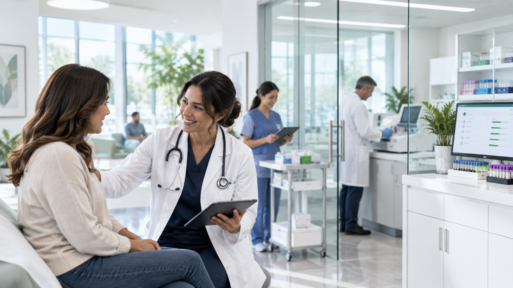 Lab team managing multiple laboratory centers from a single CrelioHealth dashboard