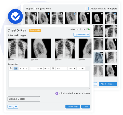 image showcasing powerful radiology reporting software that uploads multiple radiology scan images and studies with lossless compression capabilities, annotations and higher storage capacity