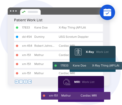 image of radiology patient scheduling software dashboard that illustrates patient worklist seamlessly with automated control
